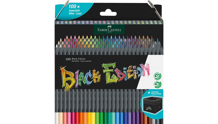 Faber Castell Black Edition Color Pencils, Cardboard Wallet of 100