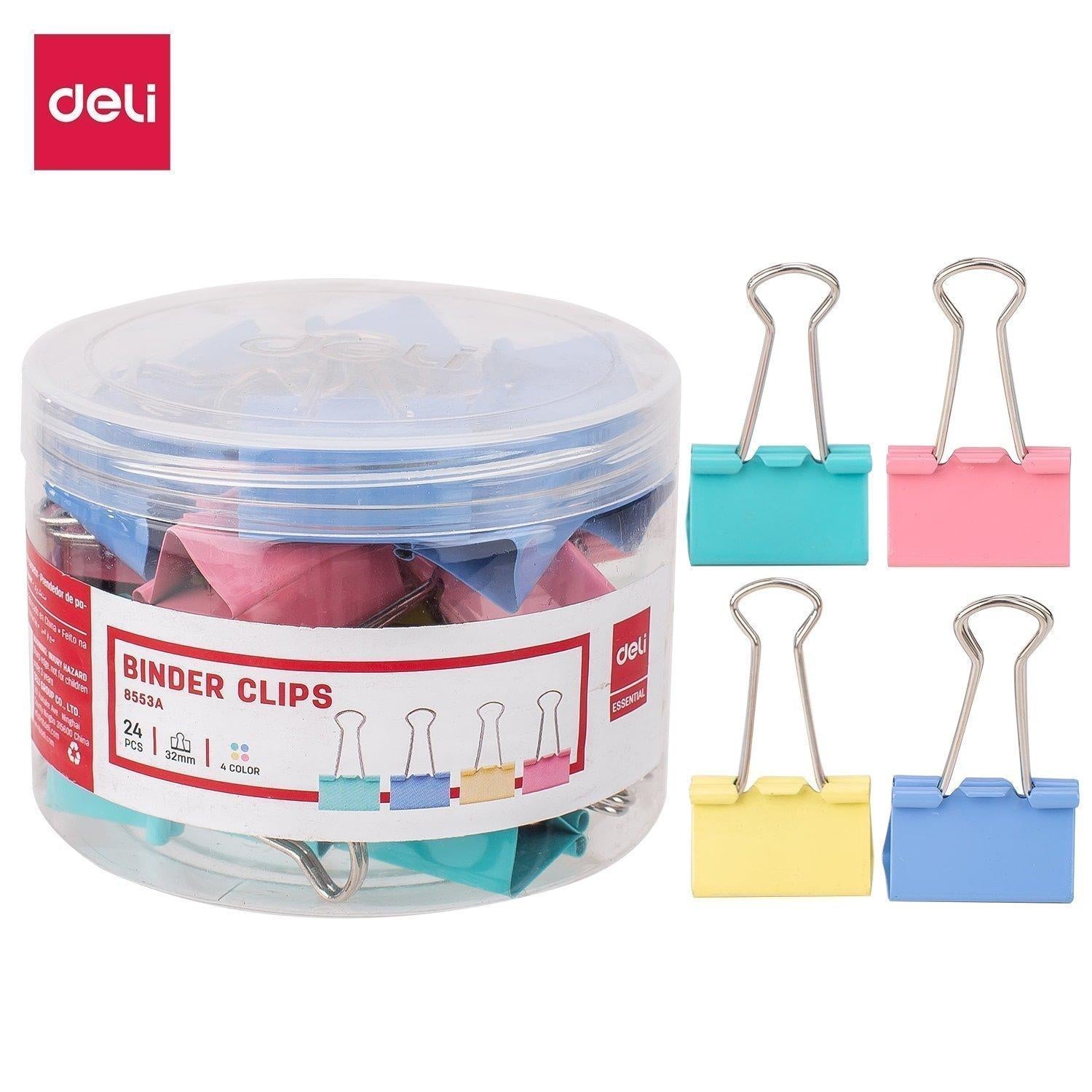 Deli Color Binder Clips 32mm x 24 Pcs(Box)