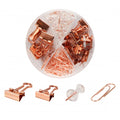 DELI Paper clips-pins-binder clips PINK-GOLD, set of 72 pieces